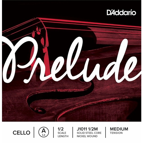 D'Addario Prelude Cello  Single A String   1/2 Scale, Medium Tension 