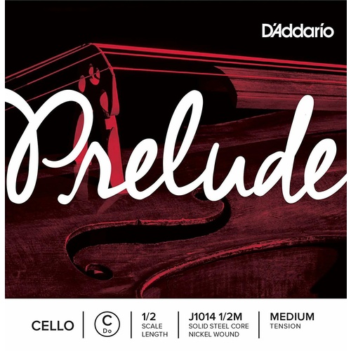 D'Addario Prelude Cello Single C String, 1/2 Scale, Medium Tension