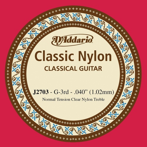 D'Addario J2703 Nylon Classical Guitar Single String Normal Tension ( 3rd, G )