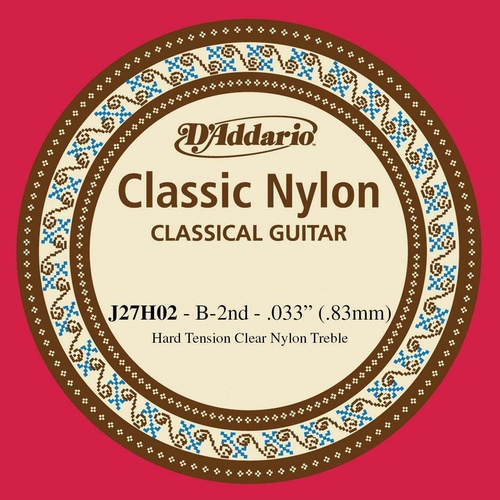 D'Addario J27H02 Student Nylon Classical Guitar Single B String  Hard Tension