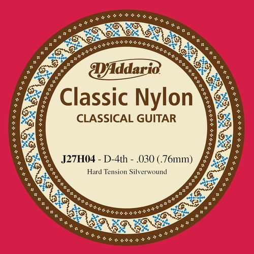 D'Addario J27H04  Student Nylon Classical Guitar Single String, Hard Tension, Fourth String