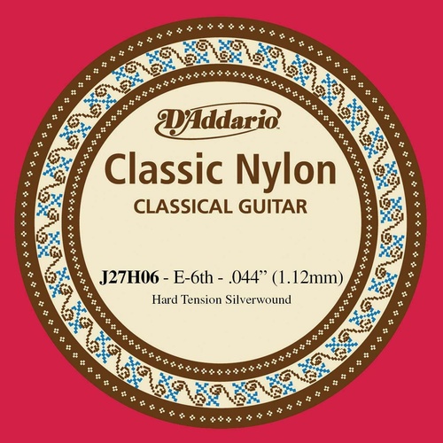 D'Addario J27H06 Student Nylon Classical Guitar Single E6th String  Hard Tension