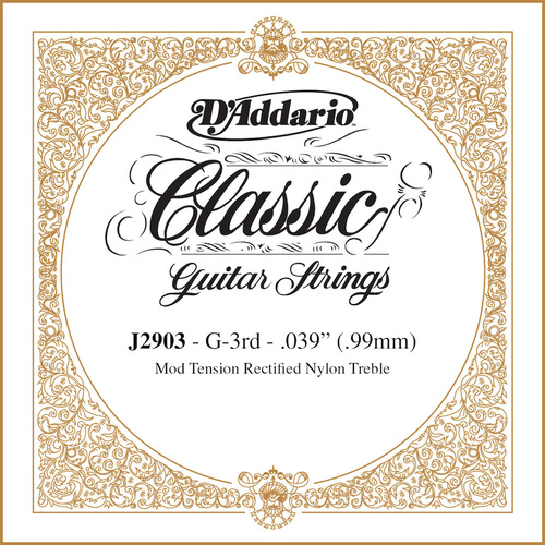 D'Addario J2903 Classics Rectified Classical Guitar Single String, Moderate Tension, Third String