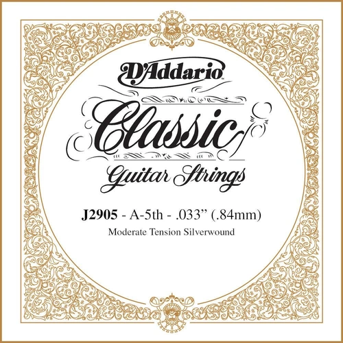 D'Addario J2905 Classics Rectified Classical Guitar Single String, Moderate Tension, Fifth String