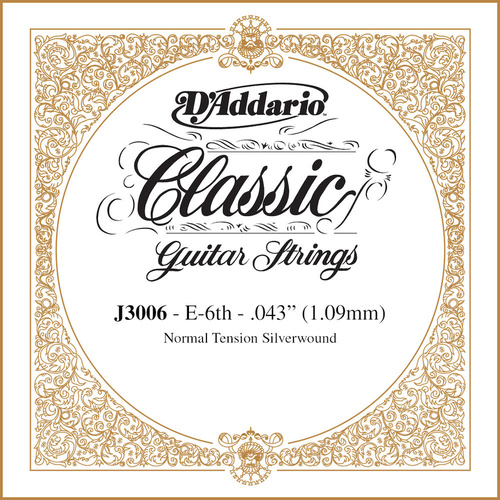 D'Addario J3006 Rectified Classical Guitar Single String, Normal Tension, Sixth String