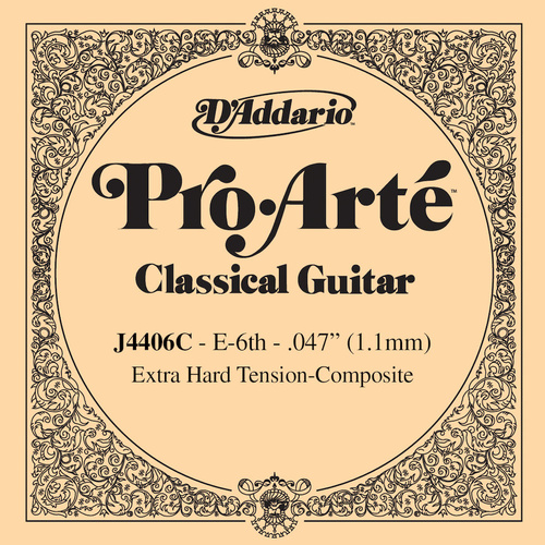 D'Addario J4406C Pro-Arte Composite Classical Guitar Single String, Extra-Hard Tension, Sixth String