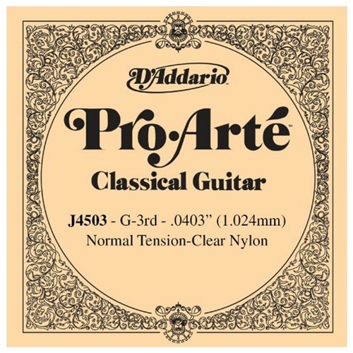 D'Addario Pro-Arte Nylon Classical Guitar Single String, G -3rd Normal Tension