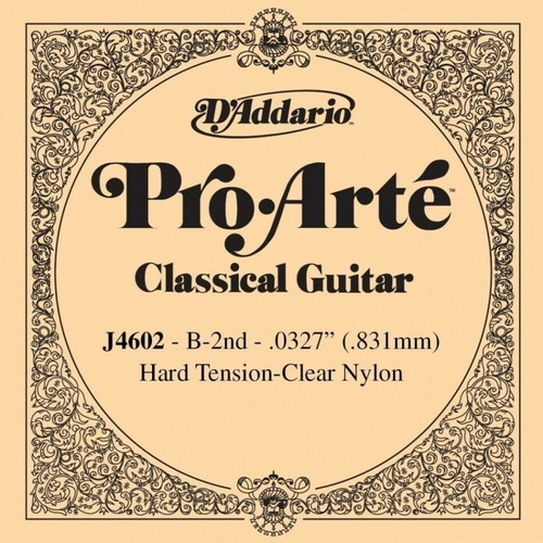 D'Addario J4602 Pro-Arte Nylon Classical Guitar Single String Hard Tension 2nd B