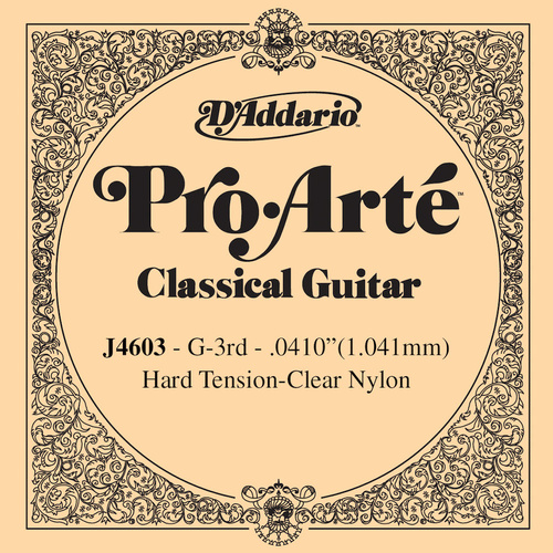 D'Addario J4603 Pro-Arte Nylon Classical Guitar Single String, Hard Tension, Third String