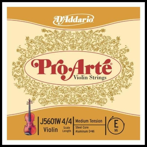 D'Addario Pro-Arte Violin Single  Wound E String  4/4 Scale, Medium Tension 
