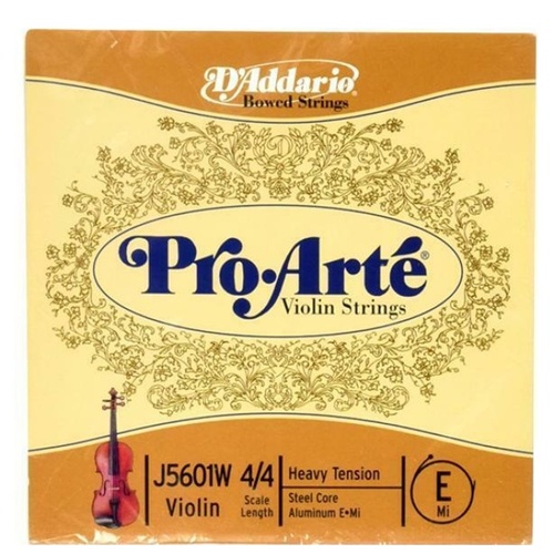 D'Addario Pro-Arte Violin Single  Wound E String  4/4 Scale, Heavy Tension 