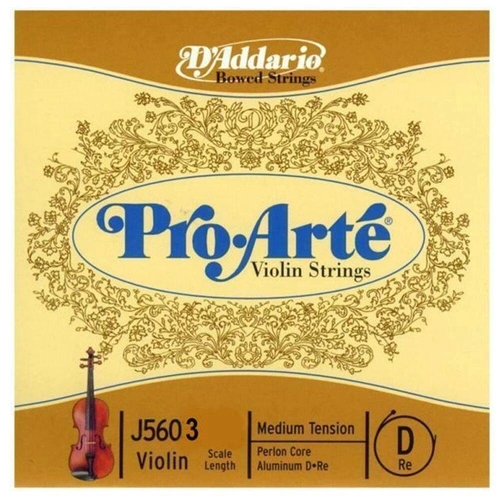 D'Addario Pro-Arte Violin Single D String, 1/2 Scale, Medium Tension