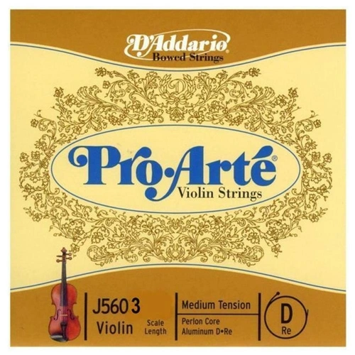 D'Addario Pro-Arte Violin Single D String, 1/16 Scale, Medium Tension
