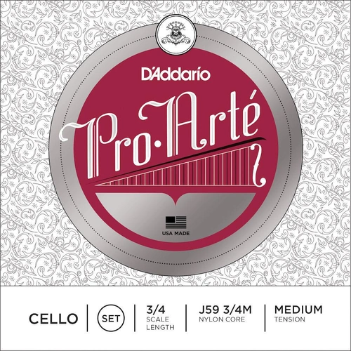D'Addario Pro-Arte Cello String Set, 3/4 Scale, Medium Tension