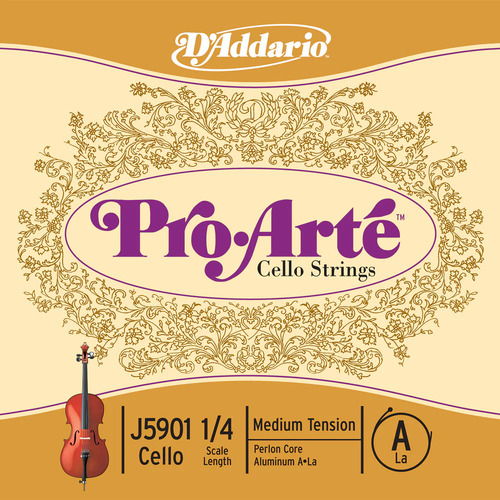 D'Addario Pro-Arte Cello Single A String, 1/4 Scale, Medium Tension