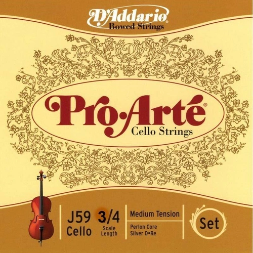 D'Addario Pro-Arte Series 3/4 size Cello String Set Full Set of Strings