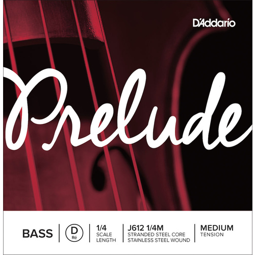 D'Addario Prelude Bass Single D String, 1/4 Scale, Medium Tension