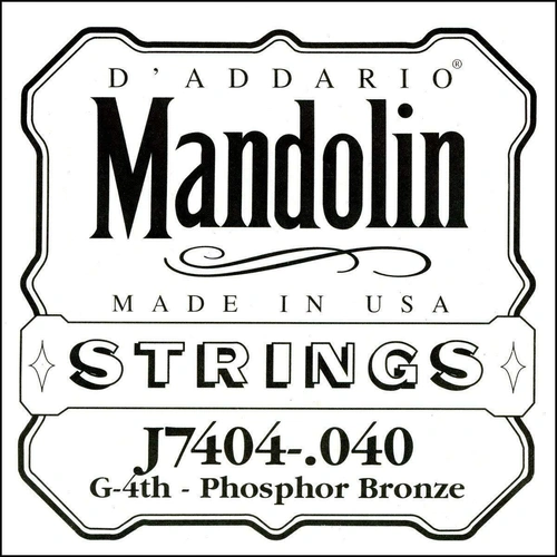 D'Addario J7404 Phosphor Bronze Mandolin Single String, Fouth String, .040  - G
