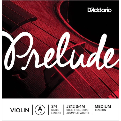 D'Addario Prelude Violin Single A String, 3/4 Scale, Medium Tension