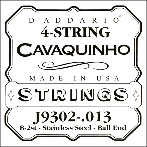 D'Addario J9302 Plain Steel Single Cavaquinho String, .013