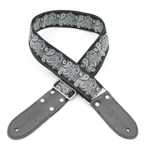 DSL Jacquard Weaving PAIS BLACK Guitar Strap Hand Made in Australia Leather Ends