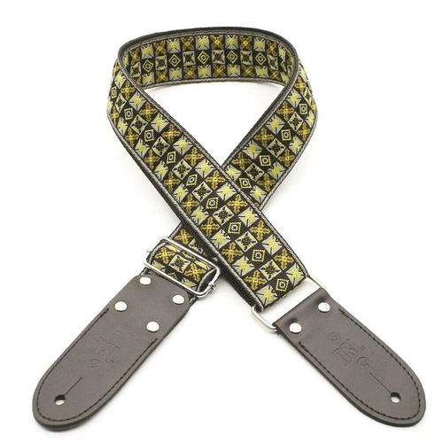 DSL Jacquard Weaving WOOD  Guitar Strap  Hand Made in Australia Leather Ends