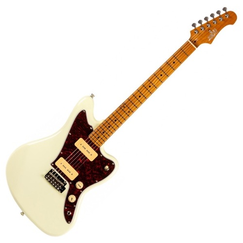 JET JJ-300 P90 Electric Guitar - Roasted Maple, Olympic White