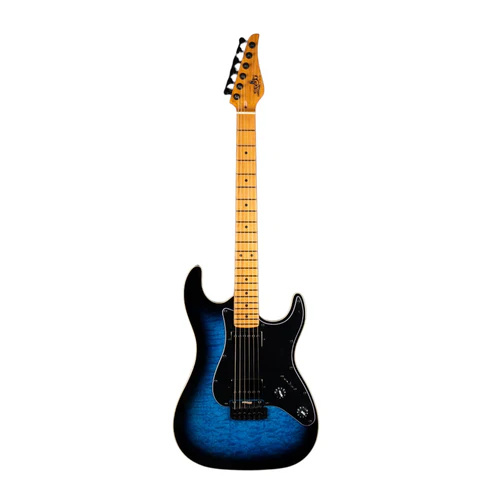Jet  Guitars  JS-450 HSS Flamed Maple Top Electric Guitar - Transparent Blue Burst