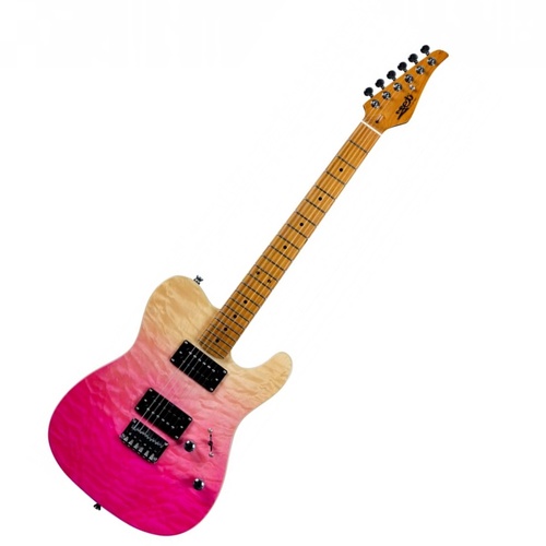 Jet  Guitars  JT-450 Quilted Maple Top Electric Guitar - Transparent Pink