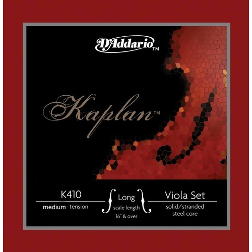 D'Addario Kaplan Viola Strings Set Long scale 16"  Medium Tension  