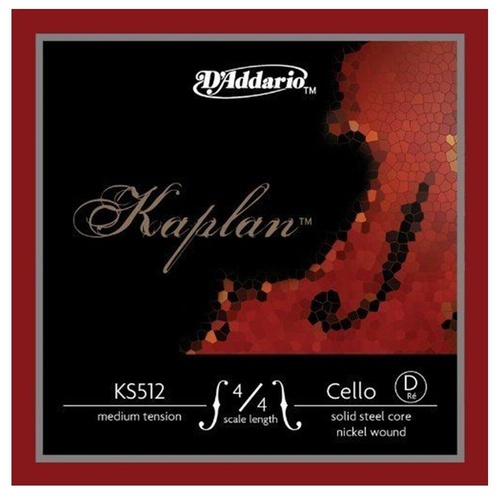 D'Addario Kaplan Cello Single D String  4/4 Scale, Medium Tension KS512