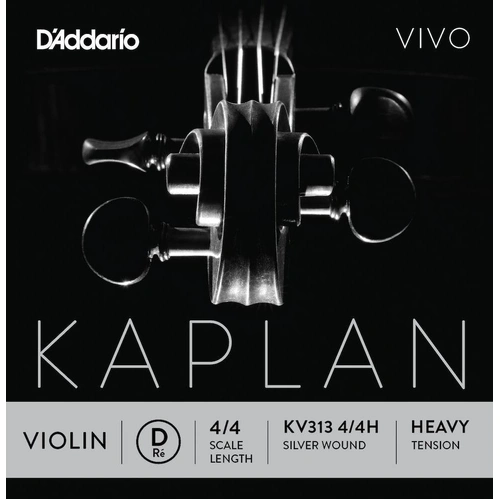 D'Addario Kaplan Vivo Violin D String, 4/4 Scale, Heavy Tension