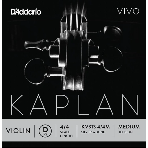 D'Addario Kaplan Vivo Violin D String, 4/4 Scale, Medium Tension