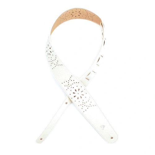 D'Addario Leather Guitar Strap, Perforated White