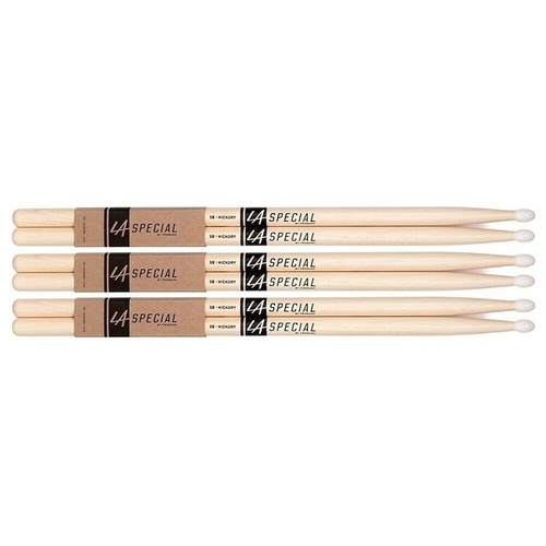 LA Special by Promark 5BW Hickory Drumsticks, 3 pairs - 5B Drum Sticks Wood Tip
