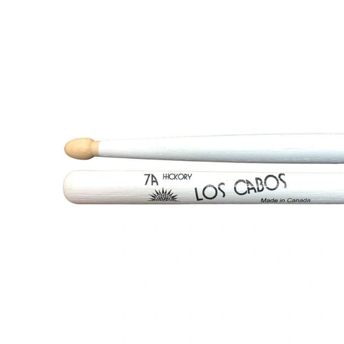Los Cabos White Hickory Drumsticks - 7A - White Dip - Wood Tip