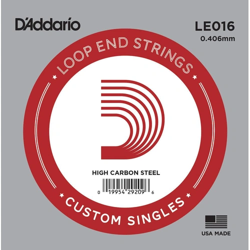 D'Addario LE016 Plain Steel Loop End Single String, .016