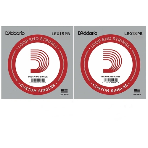  2 x D'Addario Phosphor Bronze Wound Loop End Single String, .018