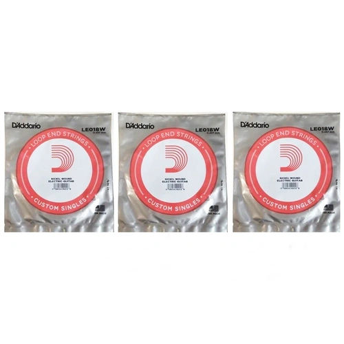 3 x Single Strings D'Addario LE018W  Nickel Wound Loop End Single String, .018