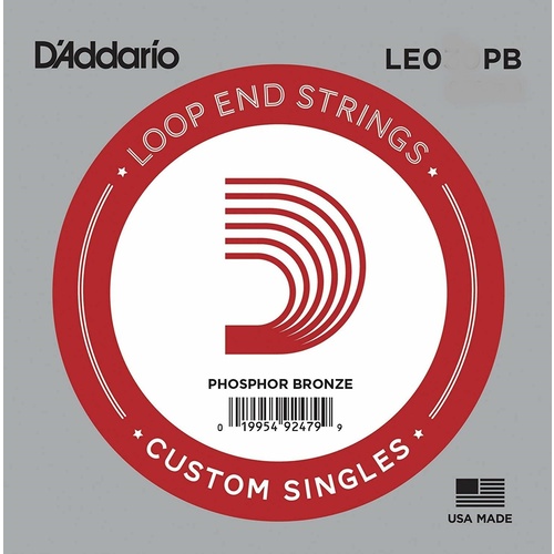 D'Addario LE040PB  Phosphor Bronze Wound Loop End Single String, .040
