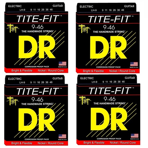 DR Strings 4 SETS Tite-Fit Lite Heavy Nickel Plated Electric Guitar Strings 9 - 46