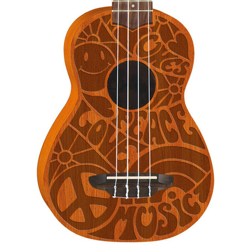 Luna UKE PCE Love Peace Mahogany Soprano Ukulele