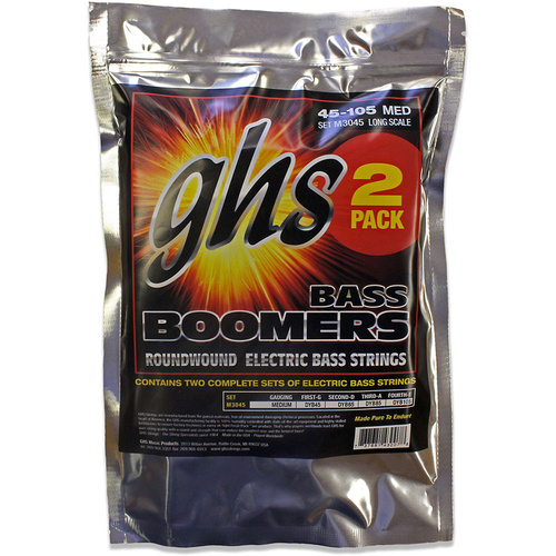 GHS M3045-2 Bass Boomers  Long Scale Medium Electric Bass Strings - 2-Pack 45-105