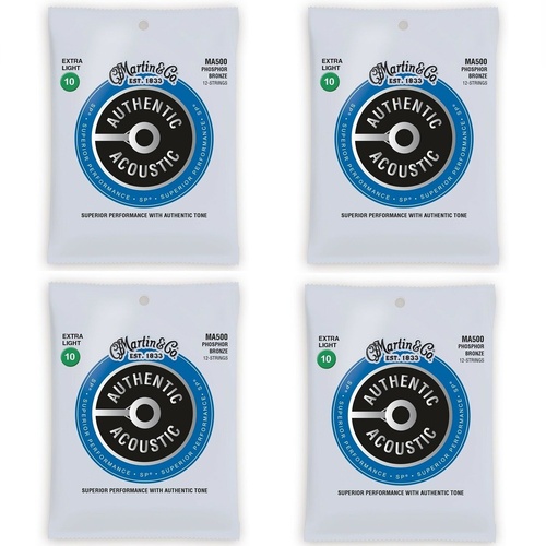 Martin MA500 SP Authentic Acoustic Guitar Strings 12 String 4 SETS