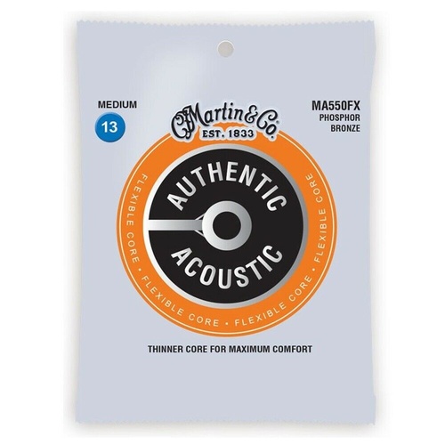 Martin Authentic Flexible Core Phosphor Bronze Medium Acoustic Strings 13 - 56