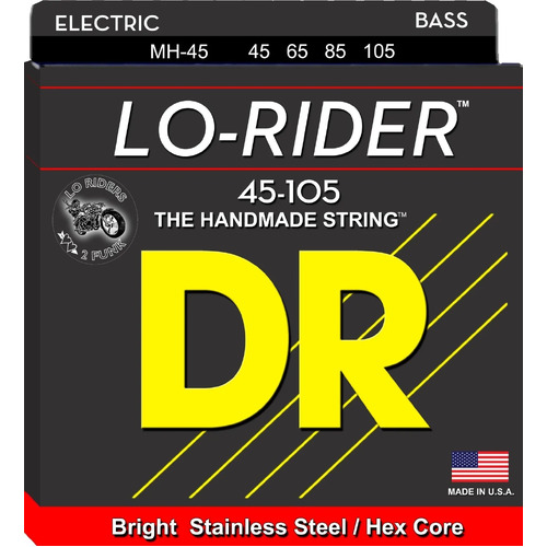 DR Strings Lo Rider MH-45  Stainless Steel Bass Guitar String Set  45 - 105