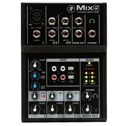 Mackie Mix5 5-channel Compact Mixer 5-input Desktop Mixer with mic preamp