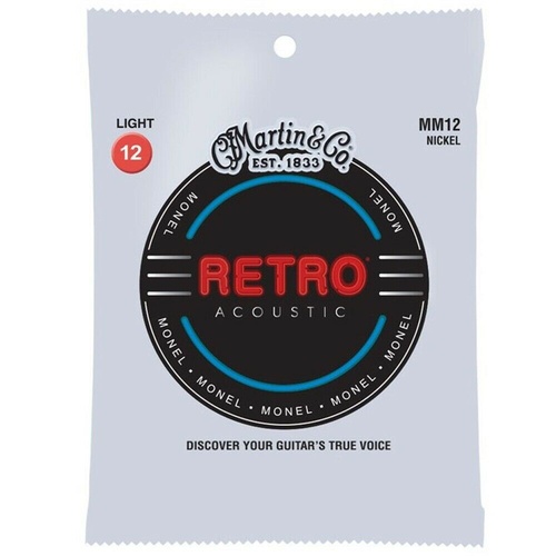 Martin MM12 Retro  Light Monel Acoustic Guitar Strings  12-54 Nickel Alloy Wrap 