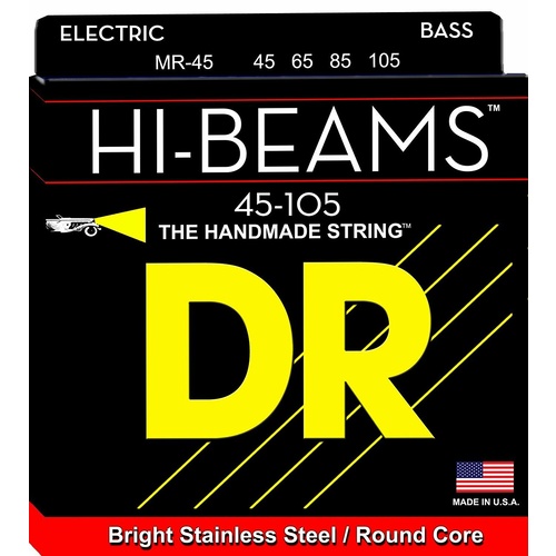 DR Strings MR-45 Hi-Beams Stainless Steel Medium Bass Guitar Strings 45-105 