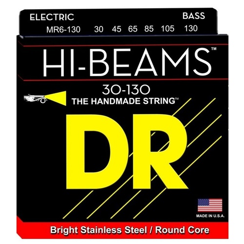 DR Strings MR6-130 Hi-Beam Medium 6-String Bass Strings Set (30-130)